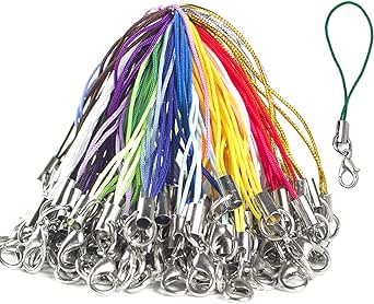 100本セット ストラップ カニカン フック付き カラフル ストラップ アクセサリ パーツ 使用 USBメモリ DIY 手つくり 自作 金具 (B) 送料無料