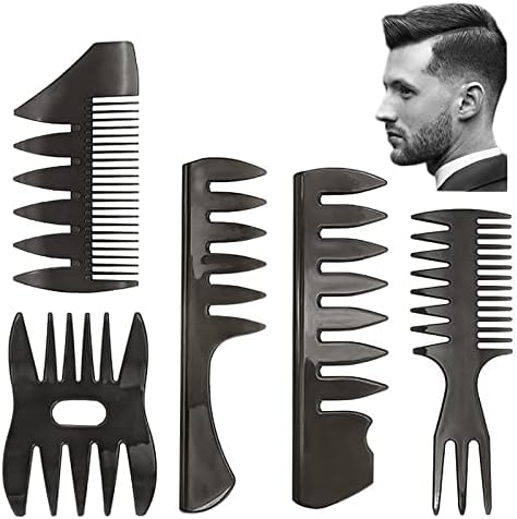 コーム くし 5本セット メンズ ュコーム ヘアコンビ クシ オイルヘアピック 散髪店 サロン ヘアスタイリング 美容院 専用 櫛 理髪道具 男女兼用