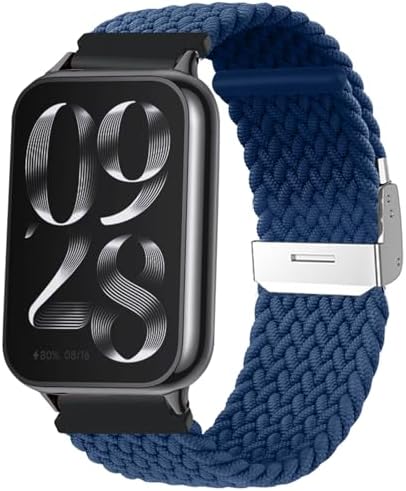 Xiaomi Redmi Watch 4 / Mi Band 8 Pro 交換 バンド ナイロンバンド ブレイデッド 交換用バンド 編組 スポーツバンド ソロループ ベルト 伸縮性 軽量 柔軟性 調節可能 速乾性 頑丈 耐汗性 ストラップ （クールブルー）