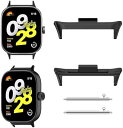 【2枚セット】 Xiaomi Redmi Watch 4 / Xiaomi Mi Band 8 Pro バンドアダプター ストラップコネクター ステンレス製 ベルト アダプター 交換金具 連結器 金属製 軽量 調整簡単 20mm 対応 (ブラック)(2)
