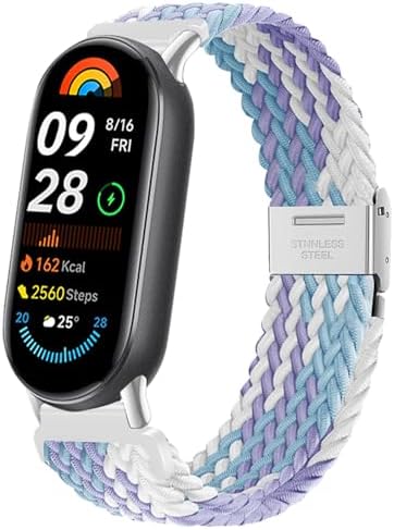 Xiaomi Smart Band 9 / Xiaomi Mi Band 9 バンド 交換 ベルト ナイロン ブレイデッド 交換用バンド 編組 スポーツバンド ソロループ ベルト 伸縮性 軽量 柔軟性 調節可能 速乾性 頑丈 耐汗性 ストラップ （バイオレット）