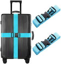 スーツケースベルト 調整可能 高弾性 固定バンド 梱包バンド 荷物固定 2個入 トランクベルト ワンタッチ式 多用途 荷締めベルト 荷崩れ防止 ネームタグ付 出張 旅行 便利グッズ 高い耐久性 紛失防止 ブルー