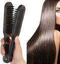 ツインブラシ ストレートブラシ ブローブラシ ブロー くせ毛 縮毛 ヘアーブラシ コーム ストレートナーブラシ ヘアブラシ 豚毛 ツインブラシ 両面帯電防止 髪を傷めない 耐熱 快適 ポータブル ヘアケア(4)