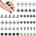 ネイルパーツ メタルパーツ 3D 50個 パーツ レトロ 十字架 DIYクラフトアクセサリー 合金 ネイルリベット レトロ シンプルさ 軽量 贅沢 スタイル