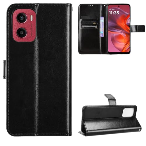 樂天商城 - moto g05 ケース 手帳型 PUレザー スタンド機能 落下防止 衝撃吸収 スタイリッシュ 横置き 耐衝撃 手帳型ケース ブラック 送料無料