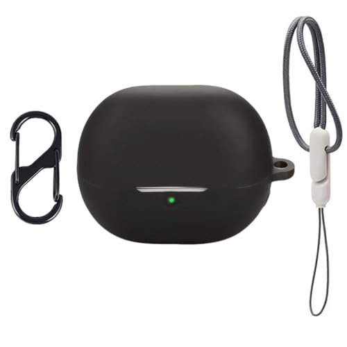 SOUNDPEATS UU ケース 保護カバー ワイヤレスイヤホン シリコン カバー (カラビナ+ストラップ付き) 転倒防止 引っ掻き防止 衝撃防止 装着可能充電可能 防水 防塵 (ブラック)