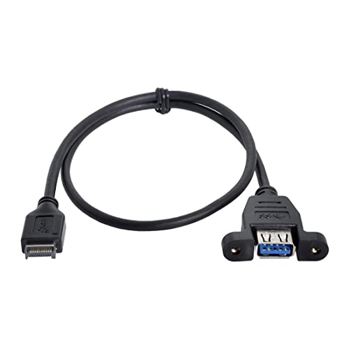 Greatgear USB 3.1フロントパネルヘッダーto USB 3.0 Type - Aメス延長ケーブル50 cmパネルマウントタイプ