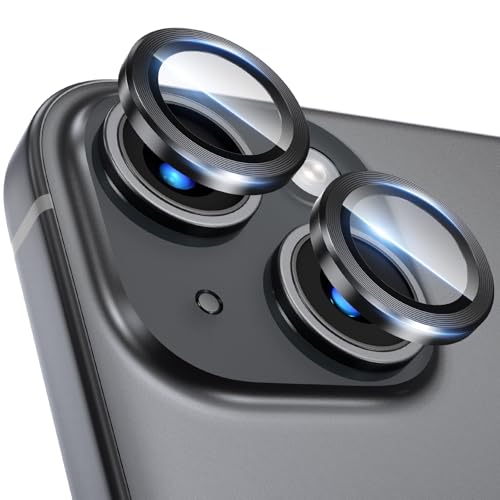iPhone 15 / 15 Plus レンズカバー カメラカバー レンズ保護カバー カメラ保護フィルム 強化ガラス クリア 超高硬度9Hガラス 4層設計 360°保護 2眼レンズ保護 超高透過率 黒縁取り 露出オーバー防止 防塵 キズ防止 ブラック