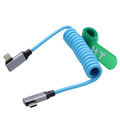 USB タイプ C USB-C PD 電源ケーブル SSD BMPCC ZCAM R5 R6 A7C FX3 カメラ iPhone 15 iPad 電話 ラップトップ モニター 20Gbps 20V5A 4K60 HD 90 度角度編組コイル 30 cm 用