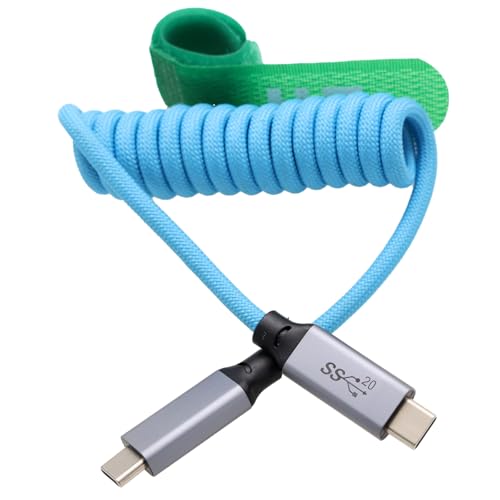 USB タイプC ケーブル 20Gbps 100W 4K60 データ 電源 ケーブル iPhone 15 iPad MacBook Pro スマホ SSD BMPCC ZCAM R5 R6 A7C FX3カメラのため ラップトップモニター コイル 30cm 互換品 代替品 社外品