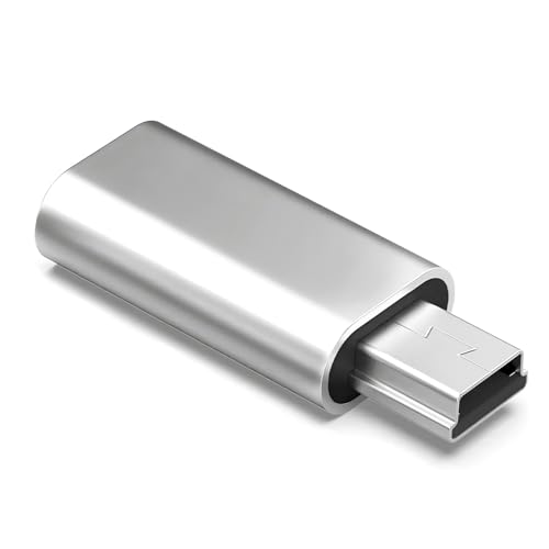 USB C to ミニUSB 変換アダプタ 充電＆データ転送対応 即挿即用 転送安定 ロス低減 USB Mini-Bオス変換 コンパクト設計 (シルバー× 1)