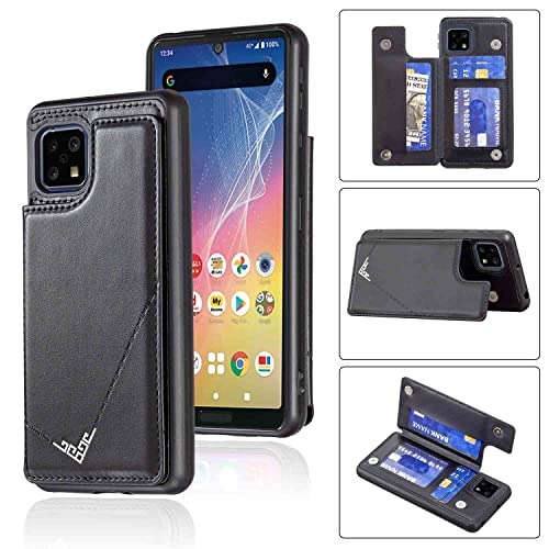 AQUOS Sense4 5G basic SH-41A SH-53A SHG03 ケース 背面 カードケース 新型 薄型 軽量 ビジネス 日常 デイリー 耐衝撃 キズ防止 衝撃吸収 スマホケース カード収納 横置き機能 スマホカバー ブラック