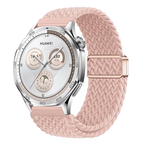Huawei Watch GT 6 Pro GT 6 GT 5 Pro GT 5 4 46mm Huawei Watch 5 4 46mm Ultimate 2 Ultimate ベルト 22mm バンド 交換ベルト 編組ストラップ 磁気バックル付き 交換用ストラップ 用ベルト - ピンク