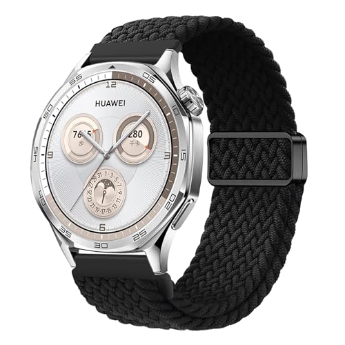 Huawei Watch GT 6 Pro GT 6 GT 5 Pro GT 5 4 46mm Huawei Watch 5 4 46mm Ultimate 2 Ultimate ベルト 22mm バンド 交換ベルト 編組ストラップ 磁気バックル付き 交換用ストラップ 用ベルト - ブラック