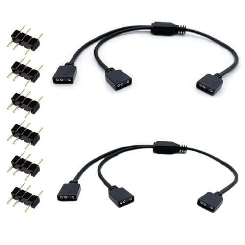 ARGBファン用電源ケーブル 5V3ピン 2分岐 30cm LED用延長ケーブル アドレサブル ARGBヘッダーコネクタ RGBファンやLEDテープ増設用半田レス （6つオスオスアダプタ付き）