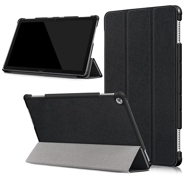 ■商品説明■ Huawei MediaPad M5 lite 10 ケース 新型 MediaPad M5 lite 10 カバー スタンド機能付き 保護ケース M5 lite10 インチ タブレット ケース 三つ折 高級 PU レザー カバー キズ防止 薄型 超軽量 全面保護型 ケース 耐衝撃 MediaPad m5 lite 10 (ブラック) 対応機種 Huawei MediaPad M5 lite 10 専用デザインです。その他の型式に対応しません。ご購入前 モデル番号をご確認ください。三つ折り磁気吸着デザインとなっているため 三つ折りカバーは横置きに自立してくれるため 動画視聴 読書 WEBなどに便利です。強力なマグネットにより フロントカバーがしっかりと閉じられ タブレットを傷から保護できます。ファッション性と保護性の両立 スリムで軽量なハード背面デザインにより ケースをつけても全くかさばることなく保護性能を向上させることができます。優れた耐久性・弾力性 最近流行り三つの素材を組み合わせて作ったケースです。外側は上質な合成皮革で水 衝撃 傷などからしっかり守ります。内側は耐久性に優れた超繊細なマイクロファイバー 耐衝撃性を向上させた上 電池の使用寿命をもっと延長されます。高い操作性 人間工学に基づいた機能設計 ケースを装着したままでも高い操作性を確保します。ケースは本体にピッタリとフィットしています。電源ボタン 音量調節ボタンも大変押しやすいです。Huawei MediaPad M5 lite 10 ケース 新型 MediaPad M5 lite 10 カバー スタンド機能付き 保護ケース M5 lite10 インチ タブレット ケース 三つ折 高級 PU レザー カバー キズ防止 薄型 超軽量 全面保護型 ケース 耐衝撃 MediaPad m5 lite 10 (ブラック)