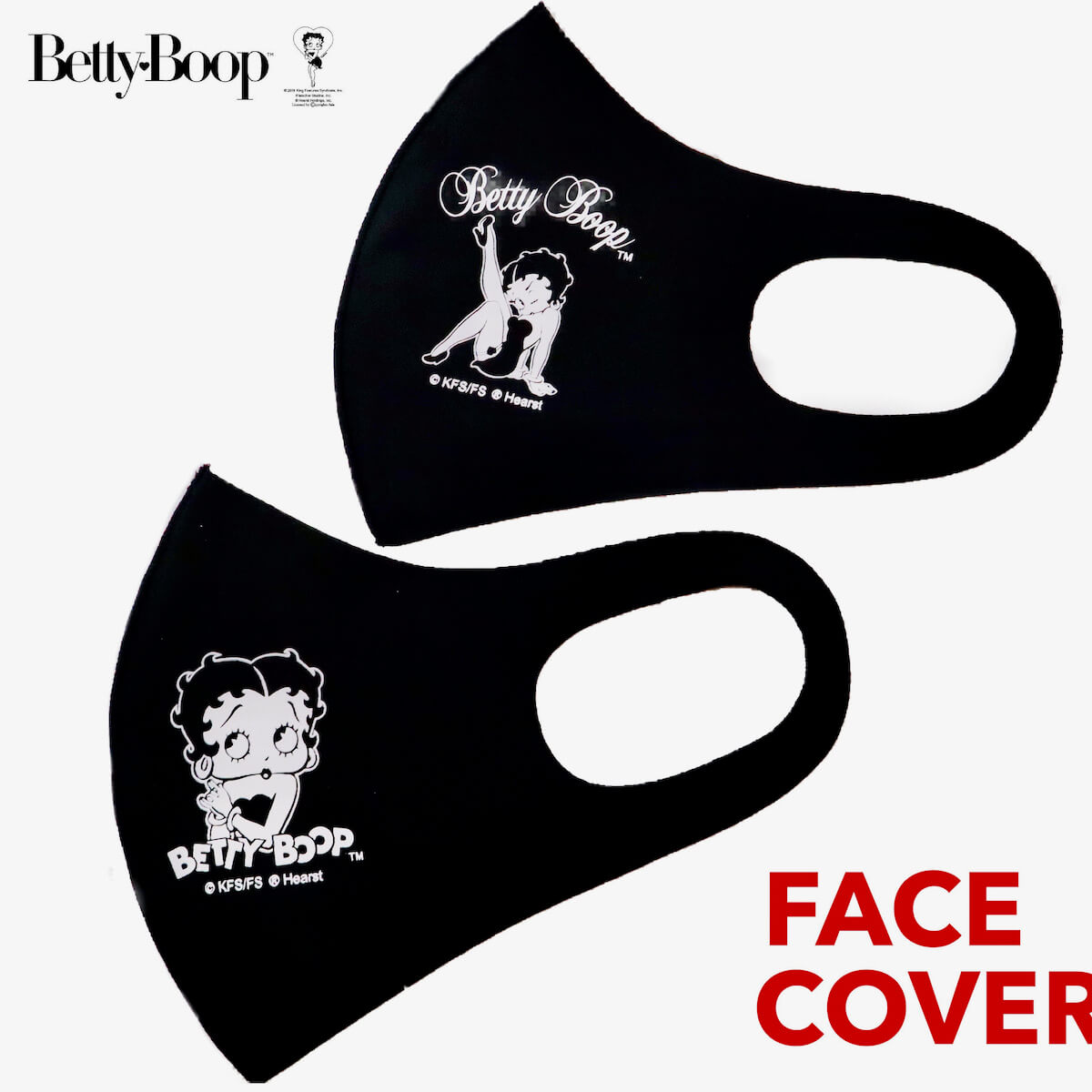 【送料無料】マスク ベティ Betty Boop ベティー Lサイズ ワンポイント ウォッシャブル 伸縮性 ユニセックス 男女兼用 大人用 黒 ブラック