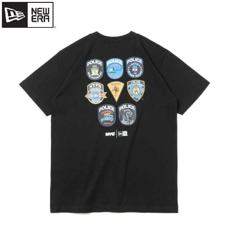 NEWERA ニューエラ 半袖 Tシャツ 半袖Tシャツ ティーシャツ NYC NYPD エンブレム コットン 綿 ユニセックス メンズ レディース 黒 ブラック