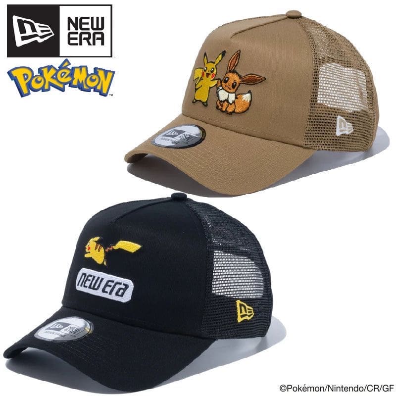 NEWERA ニューエラ ポケモン コラボ メッシュ キャップ CAP 帽子 9FORTY ピカチュウ イーブイ ポケットモンスター キャラクター グッズ 刺繍 ユニセックス メンズ レディース カーキ ベージュ 黒 ブラックのサムネイル