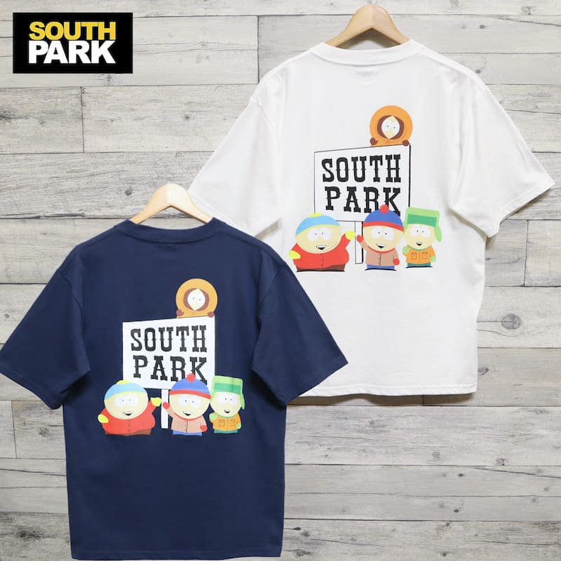 【送料無料】メンズ サウスパーク SOUTH PARK アニメ 半袖 Tシャツ ティーシャツ プリントTシャツ プリント ユニセックス レディース 白 ホワイト 紺 ネイビー