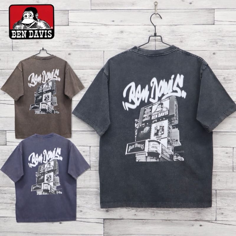 Rakuten - 【送料無料】メンズ ベンデイビス BENDAVIS BEN DAVIS 半袖 Tシャツ 半袖Tシャツ ティーシャツ パウダーブリーチ グラフィック プリント ゴリラ ユニセックス レディース ネイビー ブラウン ブラック
