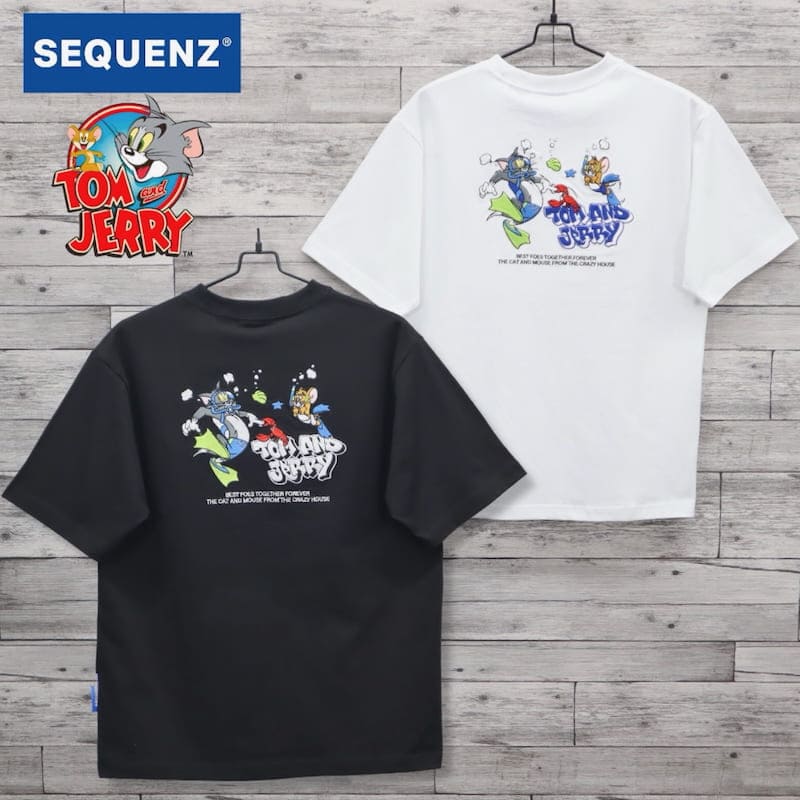 Rakuten - 【送料無料】メンズ トムとジェリー TOM&JERRY トムジェリ SEQUENZ シークエンズ コラボ 半袖 Tシャツ 半袖Tシャツ ティーシャツ 刺繍 ダイビング ユニセックス レディース 白 ホワイト 黒 ブラック