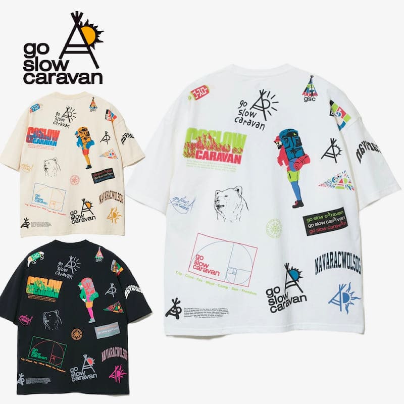 【送料無料】メンズ ゴースローキャラバン go slow caravan 半袖 Tシャツ 半袖Tシャツ ティーシャツ バックプリント ロゴ ユニセックス レディース 白 ホワイト ベージュ 黒 ブラック