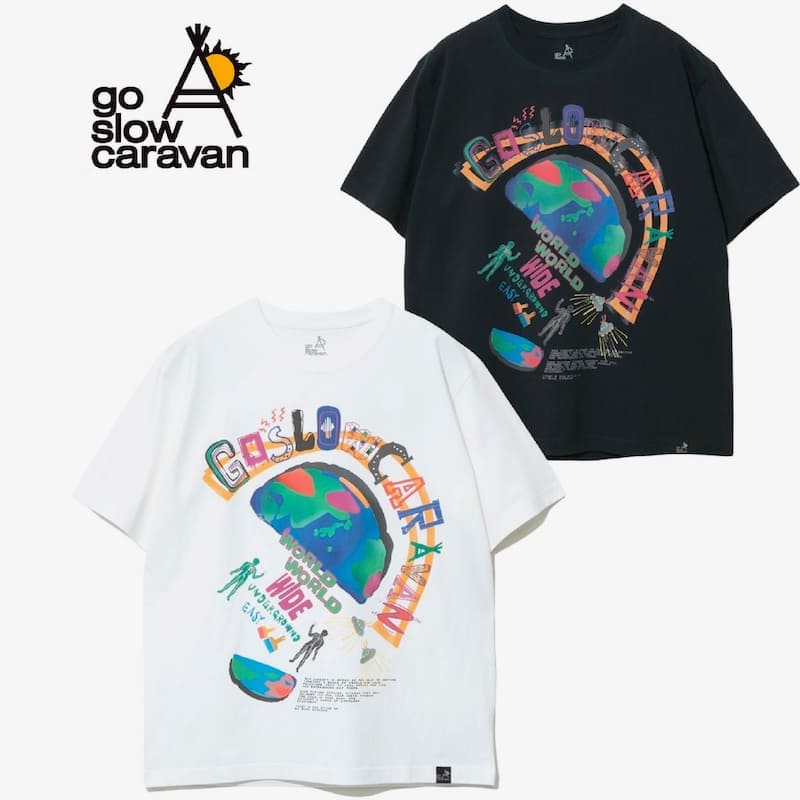 【送料無料】メンズ ゴースローキャラバン go slow caravan 半袖 Tシャツ 半袖Tシャツ ティーシャツ 地球 ワールド グラフィック ユニセックス レディース 白 ホワイト 黒 ブラック