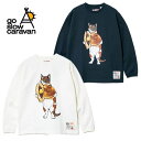 【送料無料】ゴースローキャラバン go slow caravan 長袖 Tシャツ ティーシャツ 長袖Tシャツ トップス ネコ 猫 ねこ どら焼き ドラ焼き ユニセックス メンズ レディース 白 ホワイト 紺 ネイビー