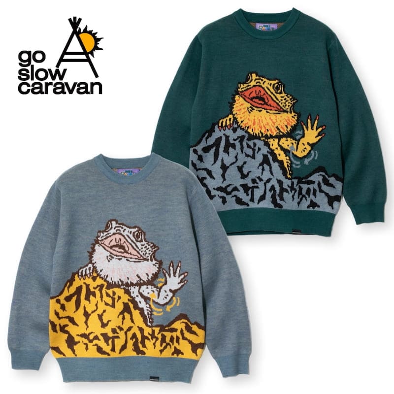【送料無料】ゴースローキャラバン go slow caravan フトアゴヒゲトカゲ ジャガード ニット セーター 長袖 フトアゴ トカゲ ユニセックス メンズ...
