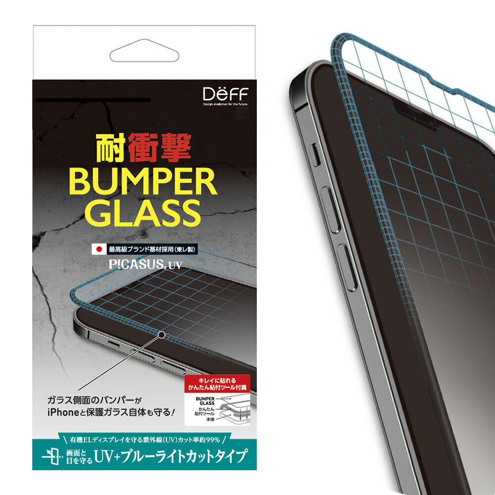 【アウトレット/箱汚れ】BUMPER GLASS for iPhone 13 / 13 Pro （UV99 カット ブルーライトカット）