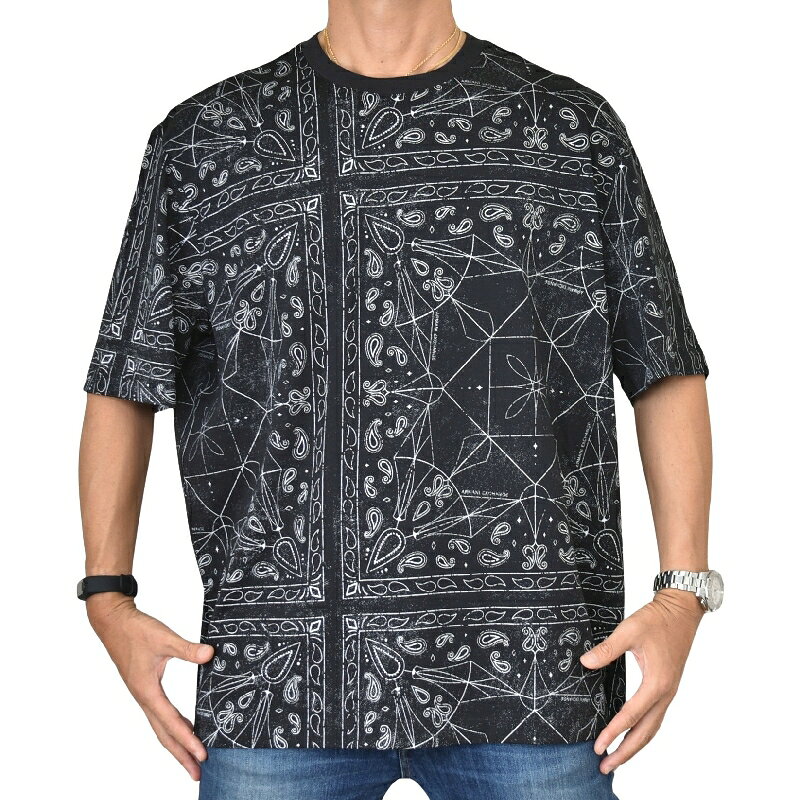 大きいサイズ メンズ アルマーニエクスチェンジ A/X ARMANI EXCHANGE クルーネック ペイズリープリント 半袖Tシャツ REGULAR FIT XXL