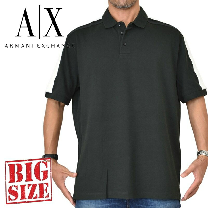 大きいサイズ メンズ A/X ARMANI EXCHANGE アルマーニエクスチェンジ 半袖ポロシャツ 鹿の子 テープ使い XXL