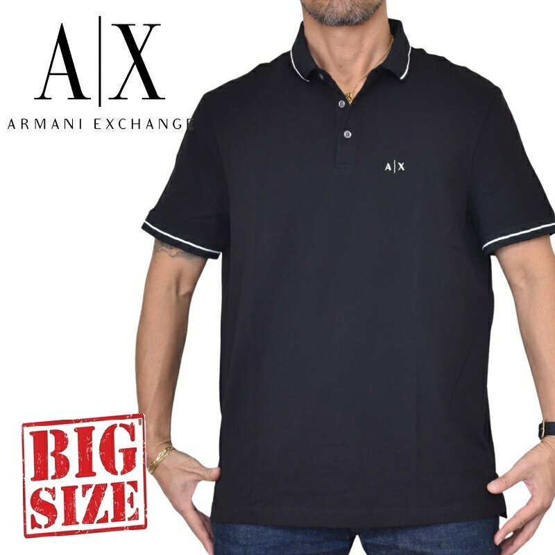 大きいサイズ メンズ A/X ARMANI EXCHANGE アルマーニエクスチェンジ 半袖ポロシャツ 鹿の子 ワンポイント XXL
