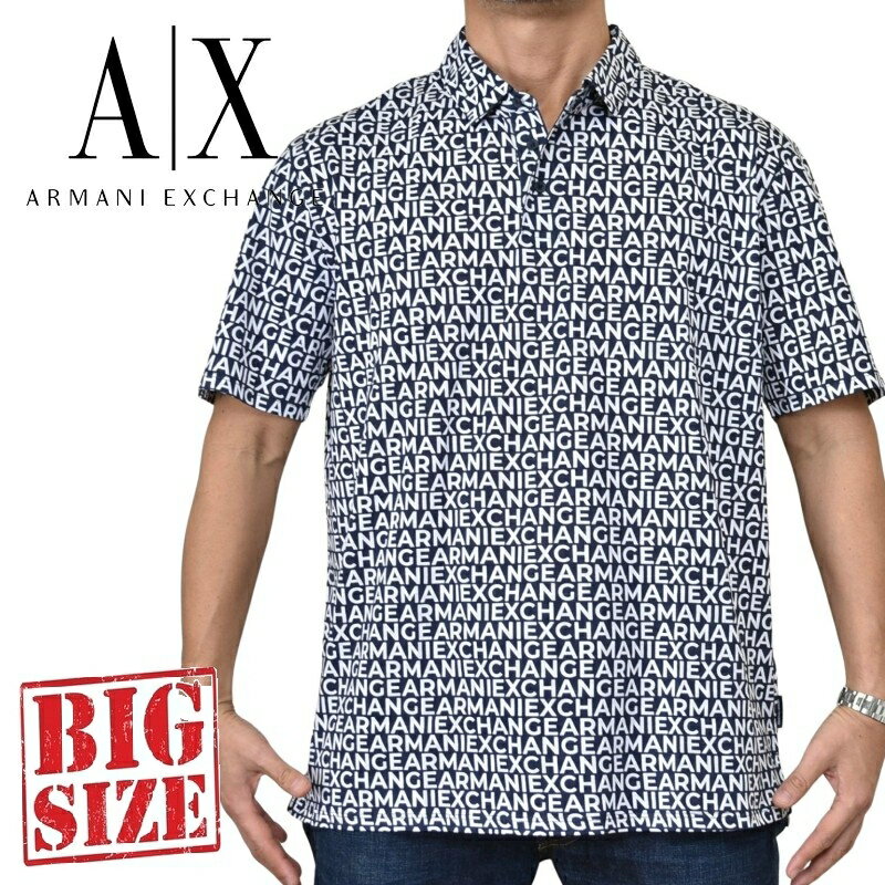 大きいサイズ メンズ A/X ARMANI EXCHANGE アルマーニエクスチェンジ 半袖ポロシャツ 総柄 XL