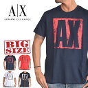 アルマーニエクスチェンジ A/X ARMANI EXCHANGE かすれロゴプリント クルーネック 半袖Tシャツ 白 黒 紺 赤 XL XXL 大きいサイズ メンズ あす楽