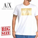 アルマーニエクスチェンジ A/X ARMANI EXCHANGE ロゴプリント クルーネック 半袖Tシャツ 白 ホワイト XL XXL 大きいサイズ メンズ