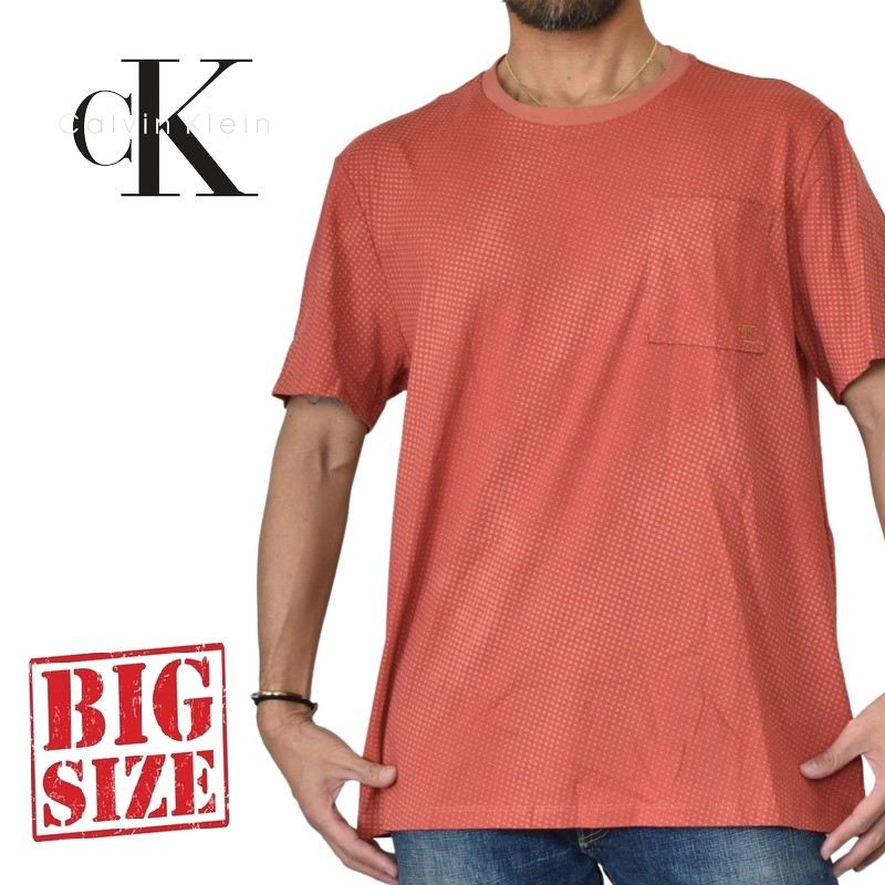 カルバン・クライン Tシャツ メンズ CK カルバンクライン Calvin Klein クルーネック 半袖Tシャツ ドット柄 ポケット XL XXL 大きいサイズ メンズ