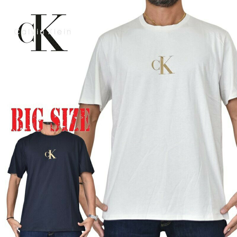カルバン・クライン Tシャツ メンズ CK カルバンクライン Calvin Klein クルーネック 半袖Tシャツ ワンポイント 黒 ブラック XL XXL 大きいサイズ メンズ