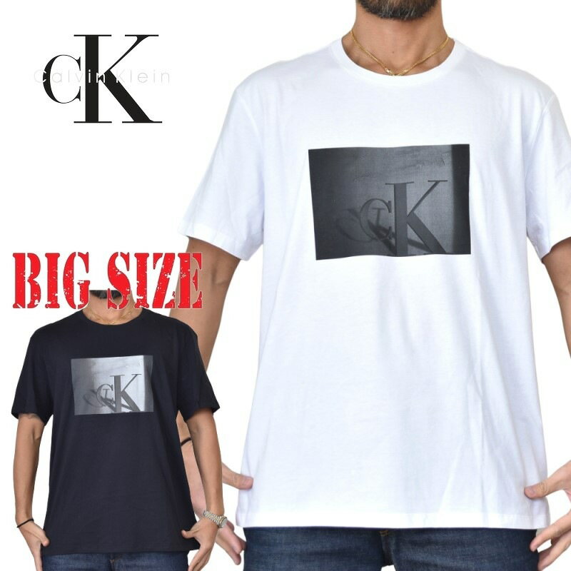 カルバン・クライン Tシャツ メンズ CK カルバンクライン Calvin Klein クルーネック 半袖Tシャツ ボックスロゴ 黒 ブラック 白 ホワイト XL XXL 大きいサイズ メンズ