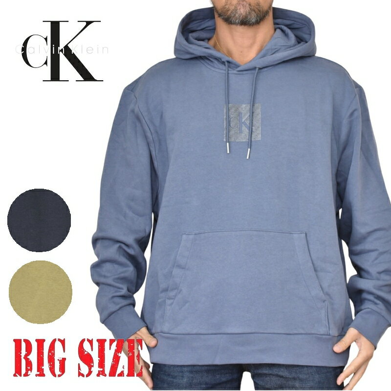大きいサイズ メンズ CK カルバンクライン Calvin Klein パーカー フーディー プルオーバースウエット ボックスロゴ XL XXL（楽天・BigSize DEF 大きいサイズメンズ）