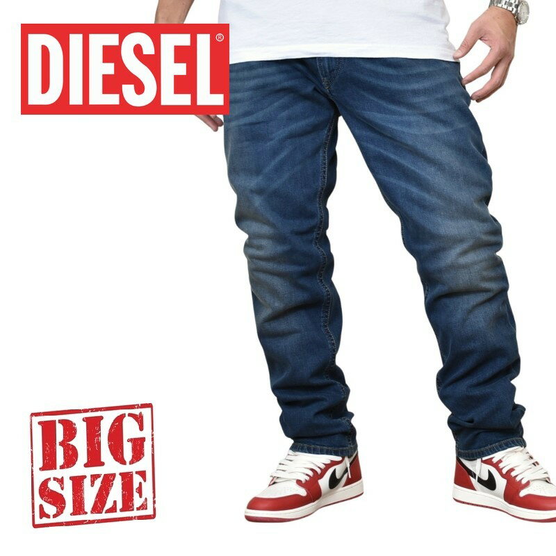 DIESEL ディーゼル SLIM SKINNY スリムスキニー ジーンズ デニムパンツ ストレッチ THOMMER 084BU STRETCH ウォッシュ ユーズド加工 38インチ 大きいサイズ メンズ あす楽