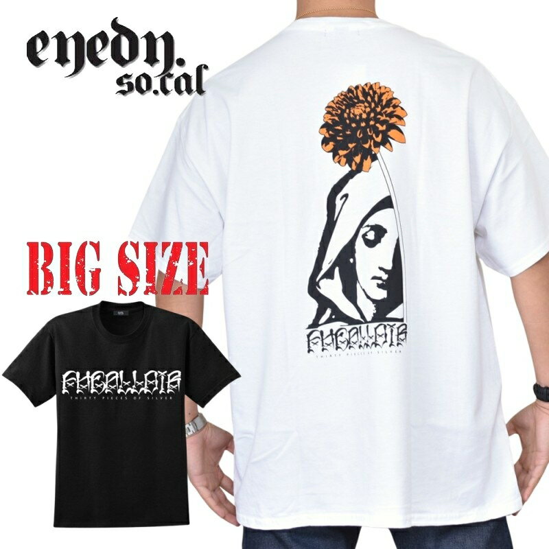 ■サイズ：XXL　（4L相当）■着丈：約78cm■身幅：約65cm■肩幅：約61cm■袖丈：約21cm■サイズ：XXXL　（5L相当）■着丈：約80cm■身幅：約70cm■肩幅：約65cm■袖丈：約22cm■素材：コットン100％■カラー：[BLACK] [WHITE]■EYE-TM215EYEDY アイディーFHEALLOIR 半袖Tシャツ 黒 白 ブラック ホワイト6.0ozのオープンエンド糸を使用した生地はアメリカンテイストたっぷりのザックリとした素材感が特徴のTシャツです。