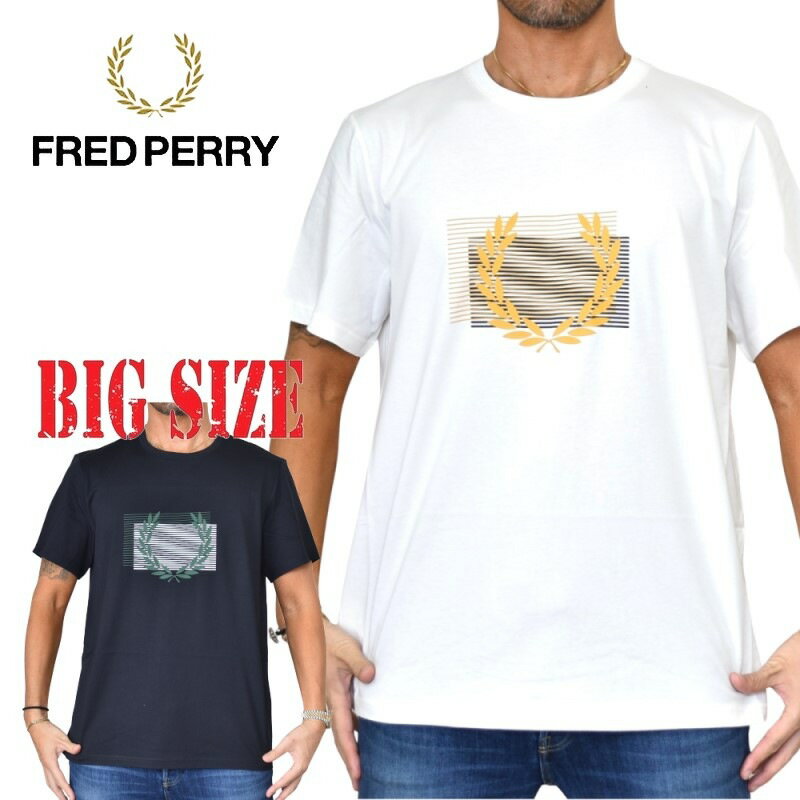 フレッドペリー Tシャツ メンズ FRED PERRY フレッドペリー 半袖Tシャツ Glitched Graphic S/S Tee T-SHIRTS 黒 白 ブラック ホワイト XL XXL 大きいサイズ メンズ あす楽