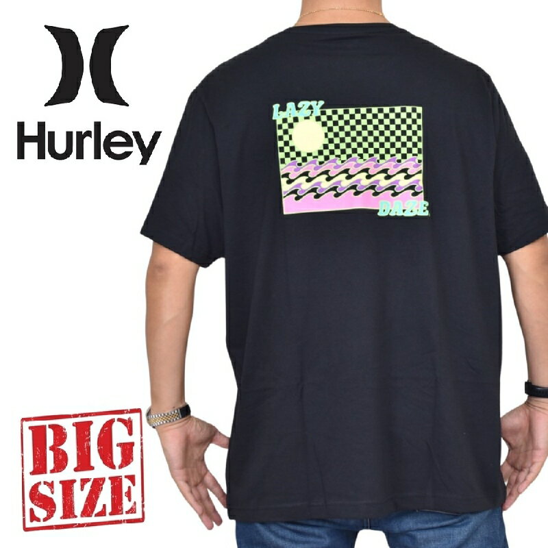 大きいサイズ メンズ Hurley ハーレー 半袖 Tシャツ バックプリント 黒 ブラック USAモデル XL XXL