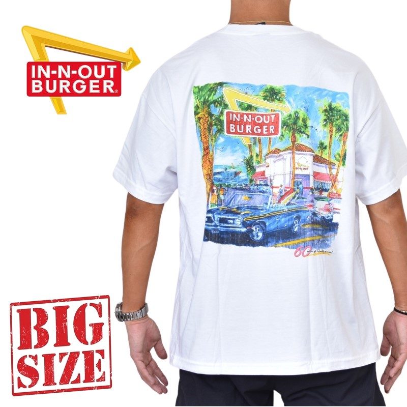 IN-N-OUT BURGER インアンドアウトバーガー 半袖Tシャツ 白 ホワイト XL XXL XXXL 大きいサイズ メンズ