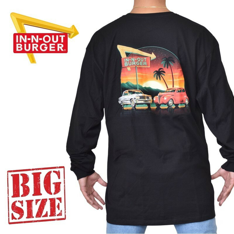 IN-N-OUT BURGER インアンドアウトバーガー 長袖Tシャツ ロンT LAS VEGAS ラスベガス A FRESH NEW YEAR 黒 ブラック XL XXL XXXL 大きいサイズ メンズ