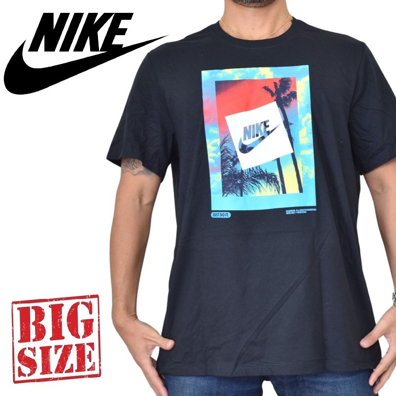 大きいサイズ メンズ NIKE ナイキ ロゴプリント 半袖Tシャツ 黒 ブラック XL XXL XXXL