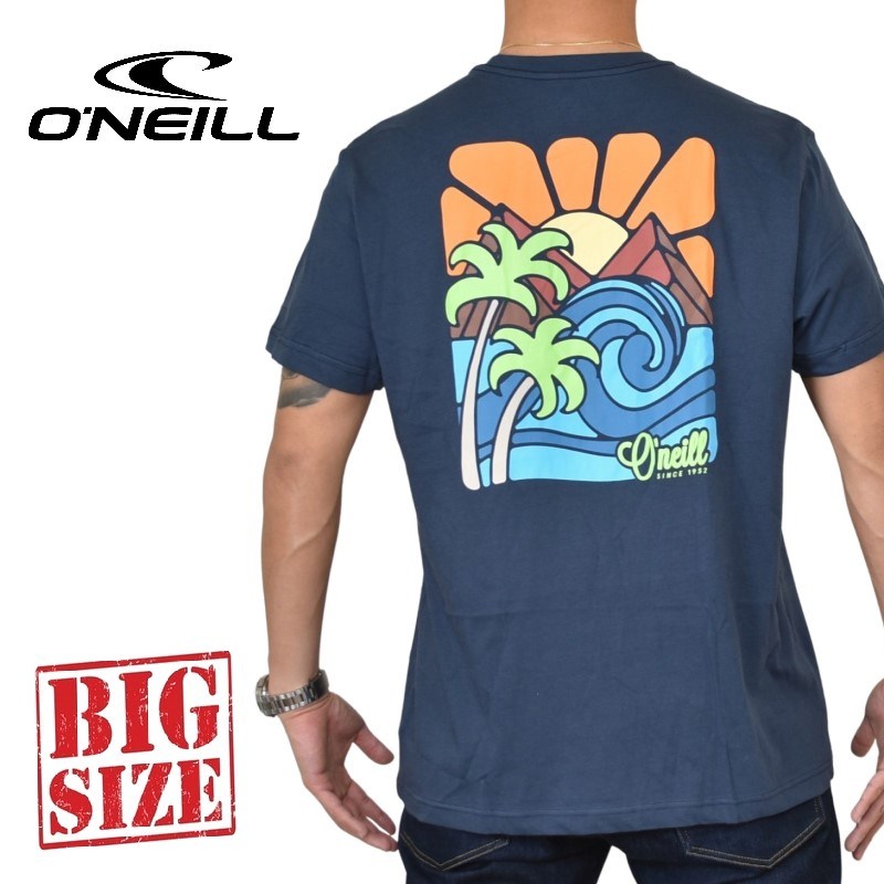 O'Neill オニール 半袖Tシャツ バックプリント ネイビー STANDARD FIT USAモデル XL XXL 大きいサイズ メンズ [M便 1/1]