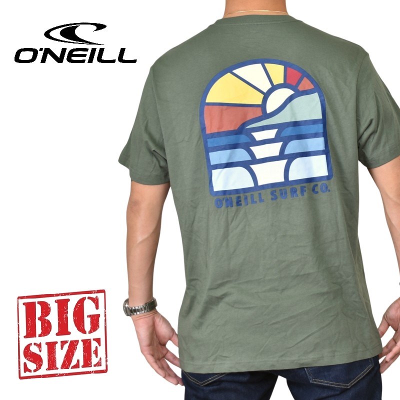 O'Neill オニール 半袖Tシャツ バックプリント カーキグリーン STANDARD FIT USAモデル XL XXL 大きいサイズ メンズ